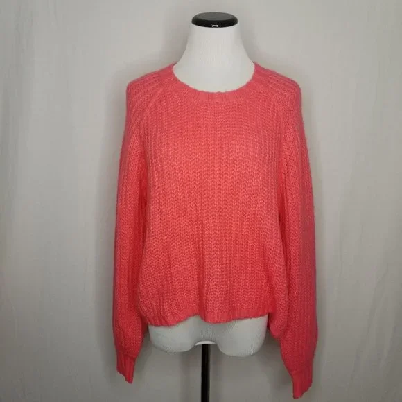 Wild Fable Crewneck Raglan Chunky Pullover Sweater, Coral Size XS - Picture 4 of 9